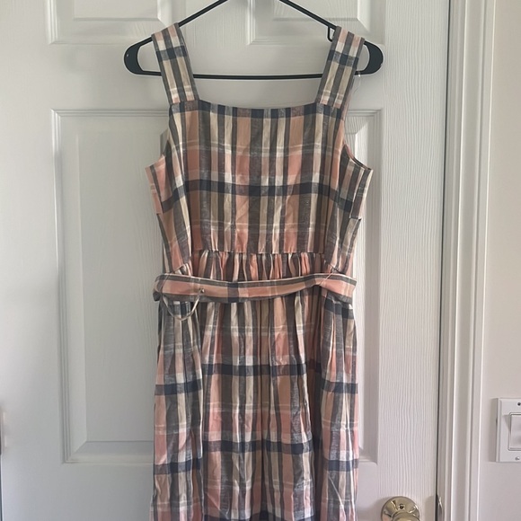 NWT Gal Meets Glam Peyton Checkered Button Front Linen Blend Dress - Picture 8 of 11